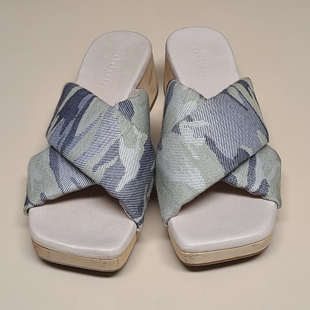 Sanctuary Lively Camo cross strap chunky block heel mule sandals size 6 1/2 - Picture 3 of 11